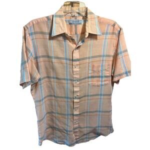 Vintage Lexington Men's Casual Retro Button Up Short Sleeve Shirt Large M Orange